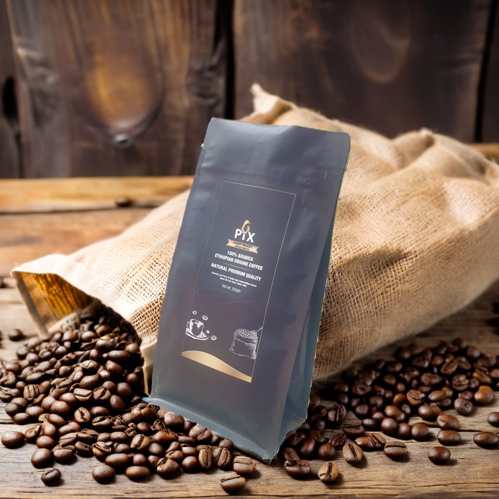 Coffee beans in burlap sack