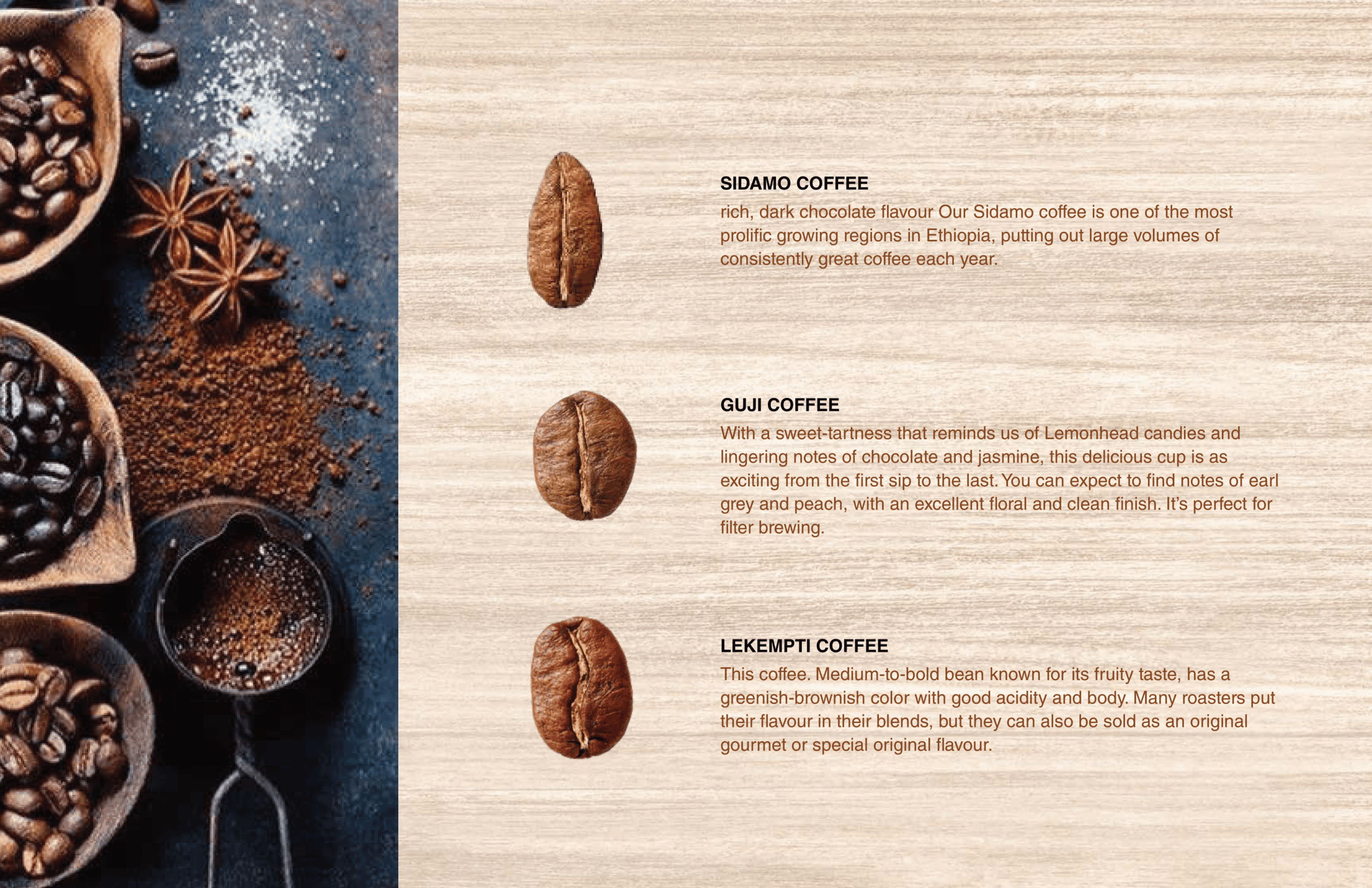 Our Coffee Sources - Sidamo, Guji, Lekempti
